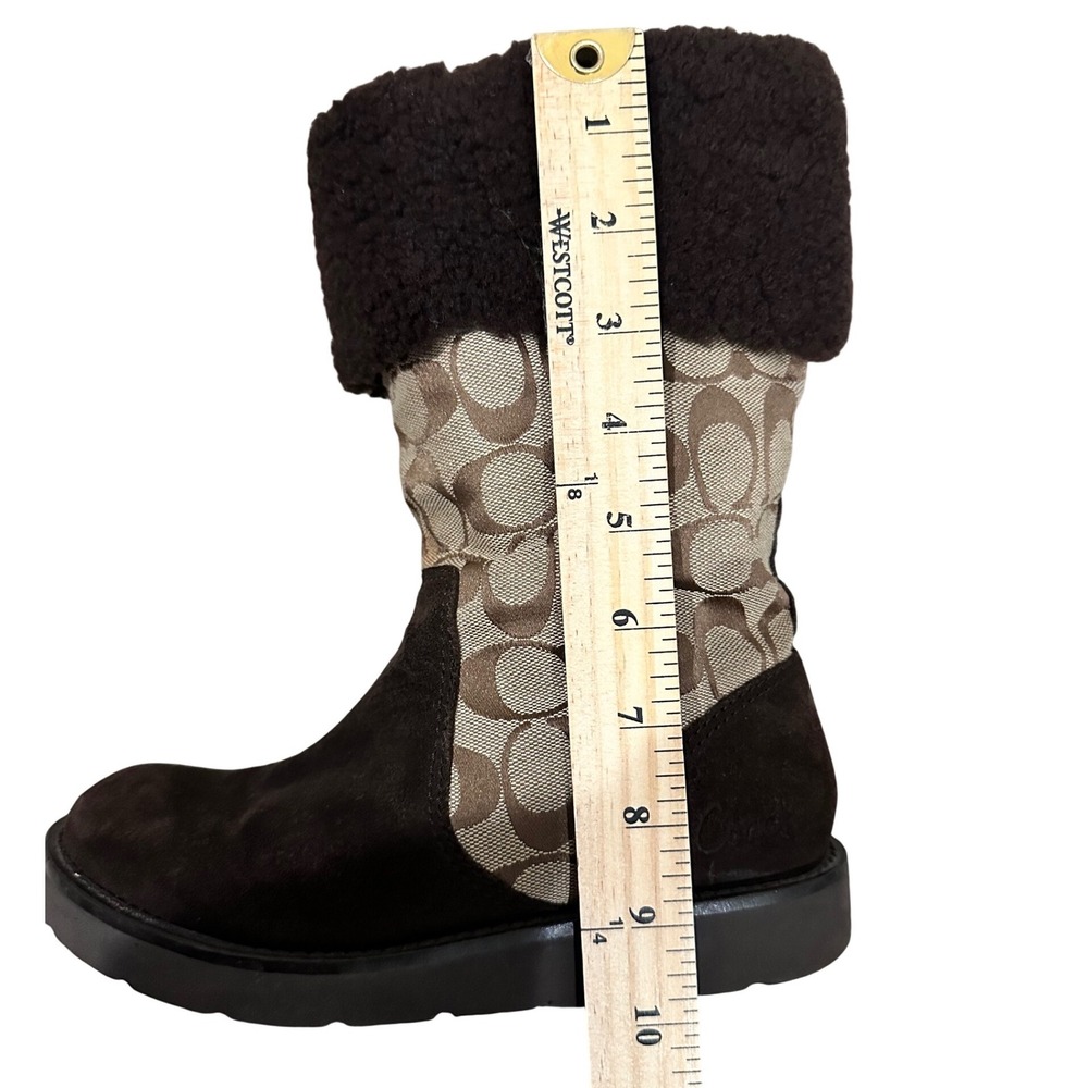 Coach‎ Kally Signature Suede Winter Boots Women Brown Khaki Faux Fur Good 6.5 B - Picture 16 of 16